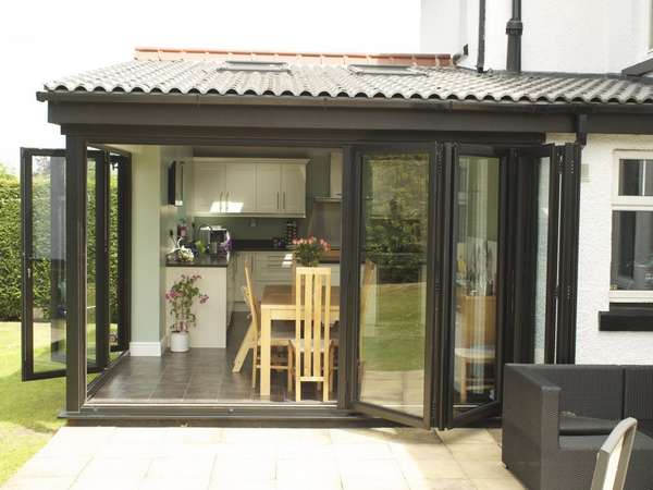 HESWALL WIRRAL : Installation of slimfold A10 Aluminium Bi Fold doors - Double glazed - Matt finish Ral 9017