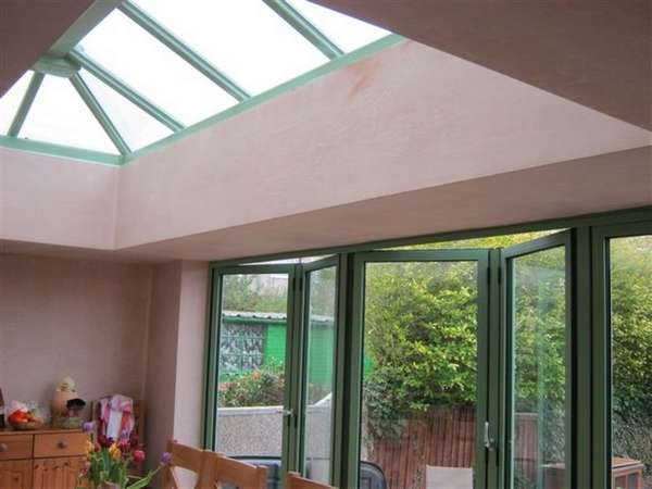 Bebington Wirral. Classic S1 Aluminium Bi Fold doors - Marine finish Ral 6019 - K2 Aluminium External Capped Roof system glazed with Celsius One in matching Ral