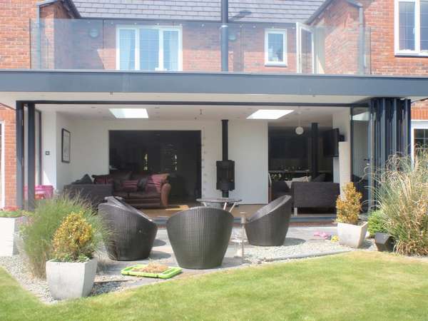 Caldy wirral : Design and Build inc S 4000 Marine Finish PP Coated Aluminium Bi Fold doors double glazed with Hytherm double glazed units: Centor C1 44mm triple glazed Bi fold doors